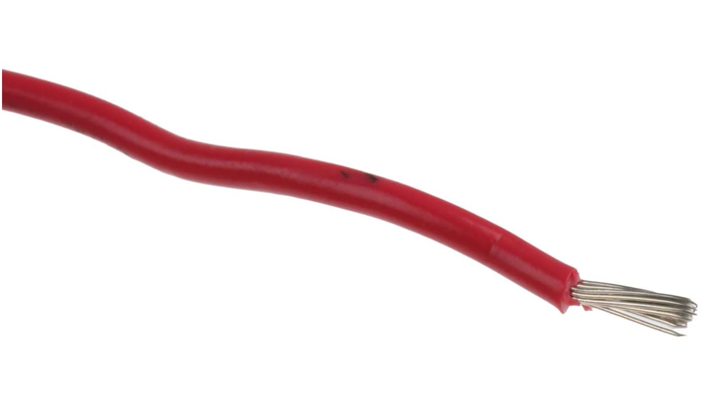 Nexans 红色电线, 0.6 mm², 100m长, 20 AWG, 250 V, 最高+105°C, PVC绝缘, KY30系列