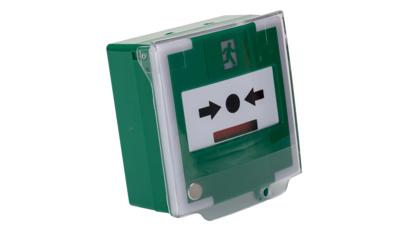 RS PRO Green Emergency exit unlocking box, Button Operated, Resettable, 25 x 85 x 85mm