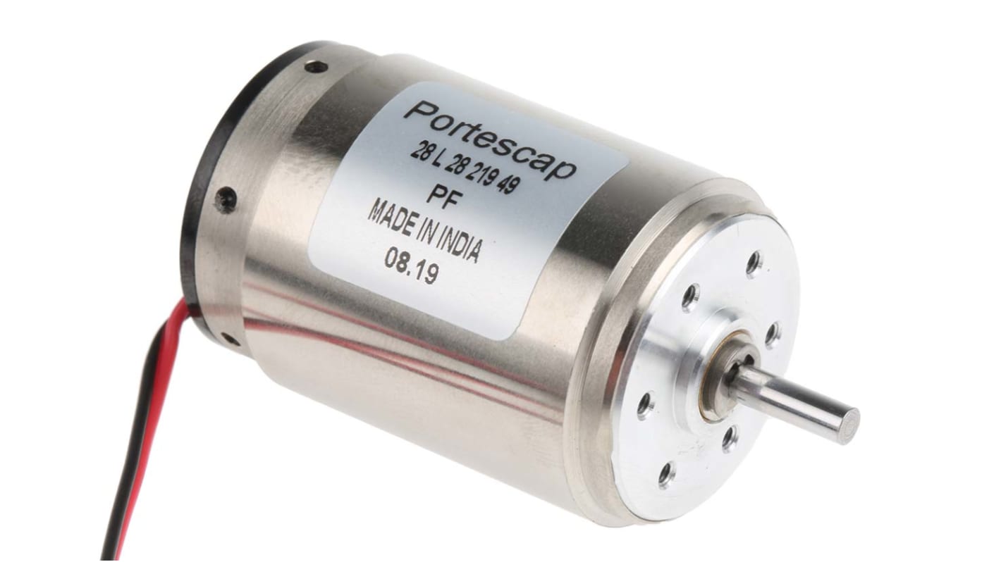 Portescap Brushed DC Motor, 11 W, 12 V dc, 19.9 mNm, 5300 rpm, 3mm Shaft Diameter