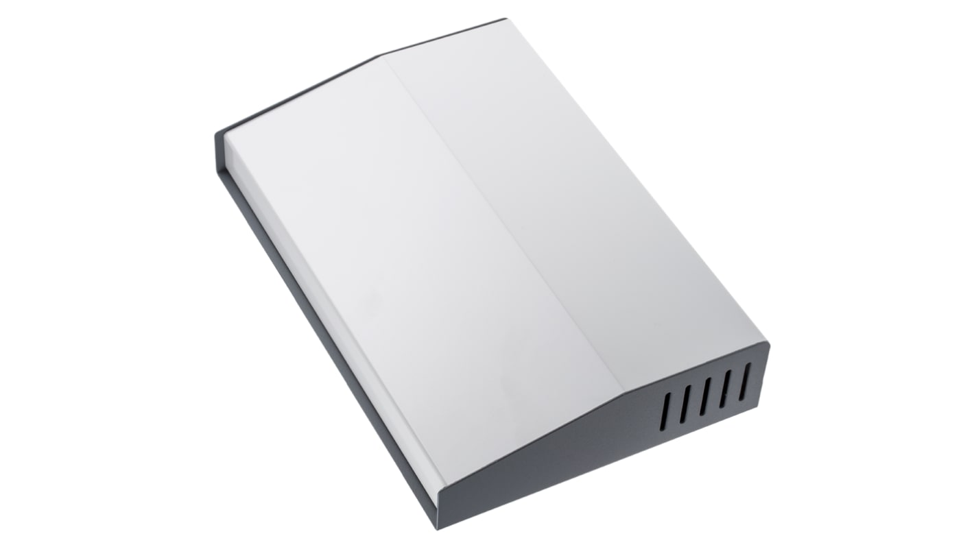 Hammond 515 Series Grey Aluminium, Steel Desktop Enclosure, Sloped Front, 200 x 300 x 58mm