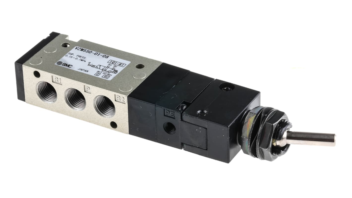 SMC 手動バルブ トグルレバー, ポート数:5 / 2, Rc 1/8, VZM550 SMC 手動バルブ トグルレバー, ポート数:5 / 2, Rc 1/8, VZM550