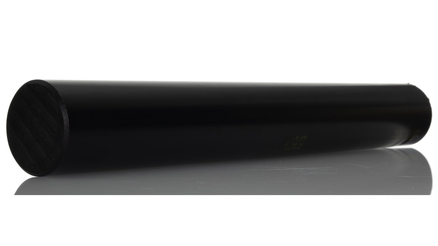 RS PRO Black Nylon Rod, 500mm x 65mm Diameter