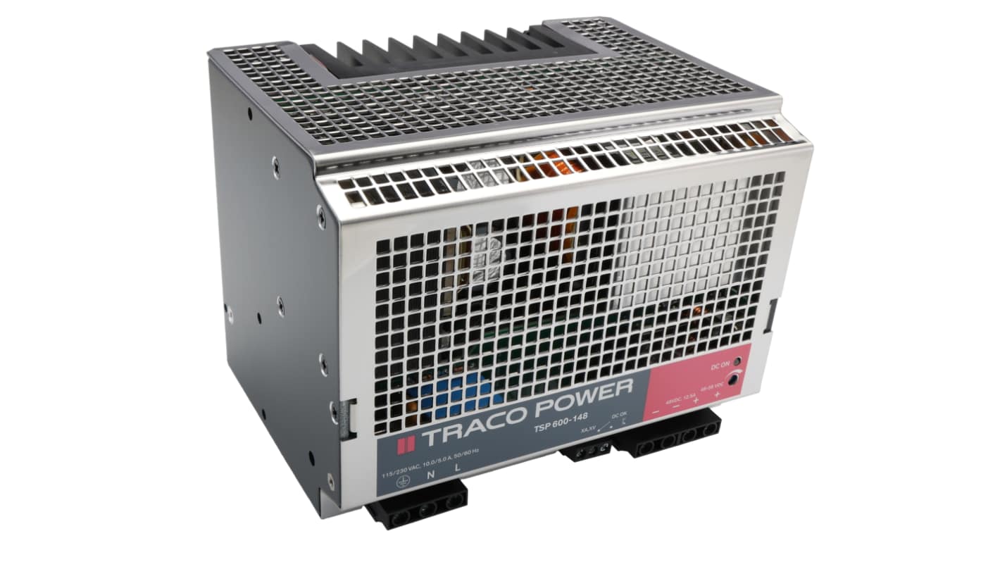 TRACOPOWER TSP Switched Mode DIN Rail Power Supply, 85 → 264V ac ac Input, 48V dc dc Output, 12.5A Output, 600W
