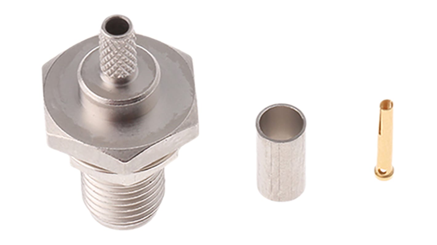 Telegartner, Jack Panel Mount SMA Connector, 50Ω, Crimp Termination, Straight Body