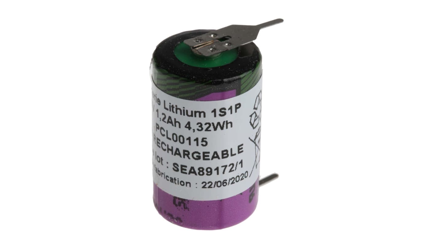Batteria 1/2 AA Tadiran, Litio cloruro di tionile, 3.6V, 1.2Ah