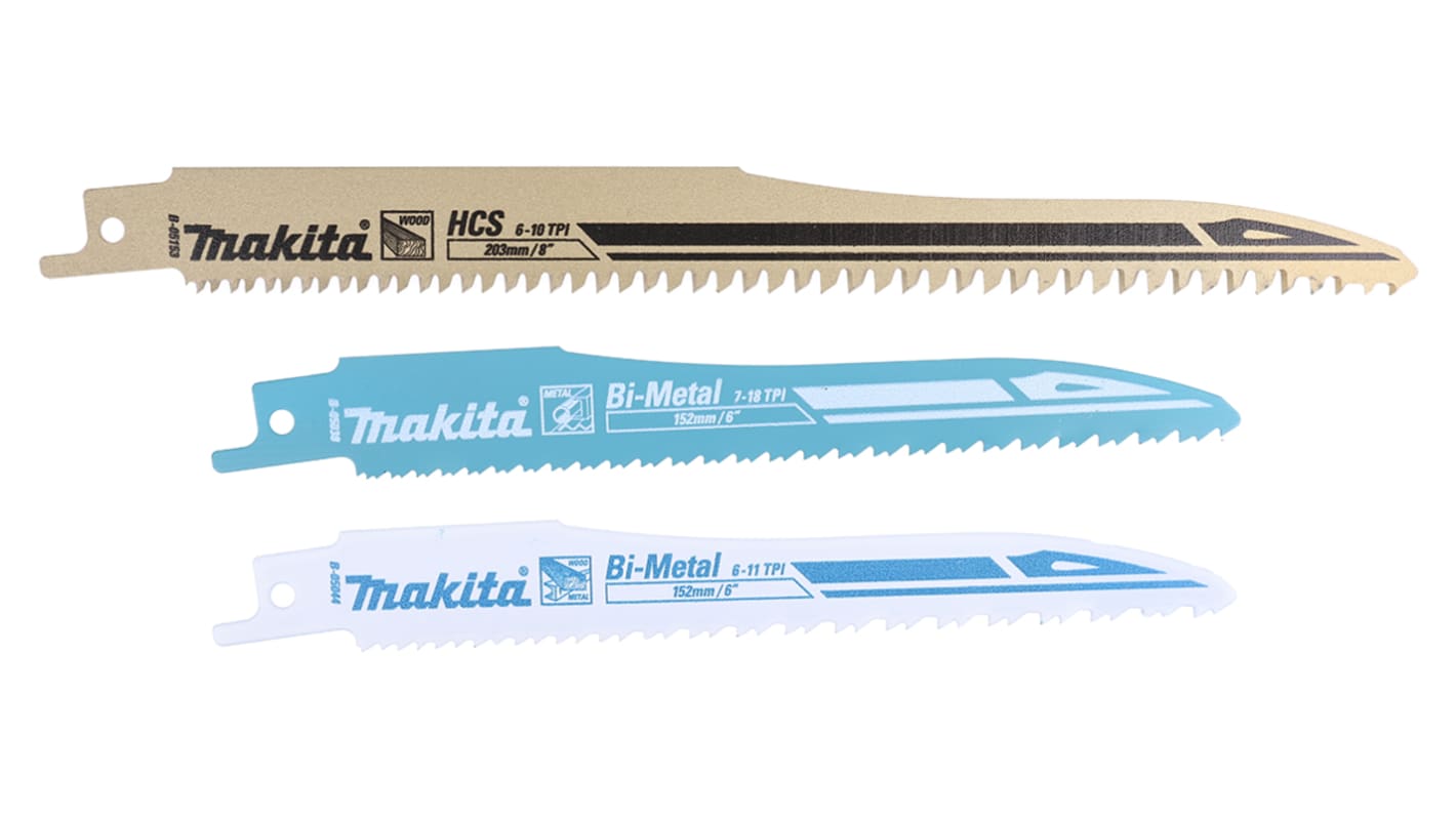 B 13677 Makita 152mm Cutting Length Reciprocating Saw Blade Pack of 3 RS