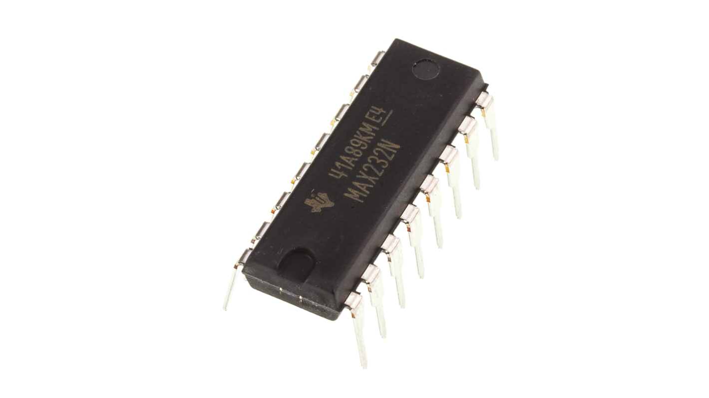Texas Instruments MAX232N, Line Transceiver, EIA/TIA-232-F, RS-232, V.28 2-TX 2-RX 2-TRX, 5 V, 16-Pin PDIP
