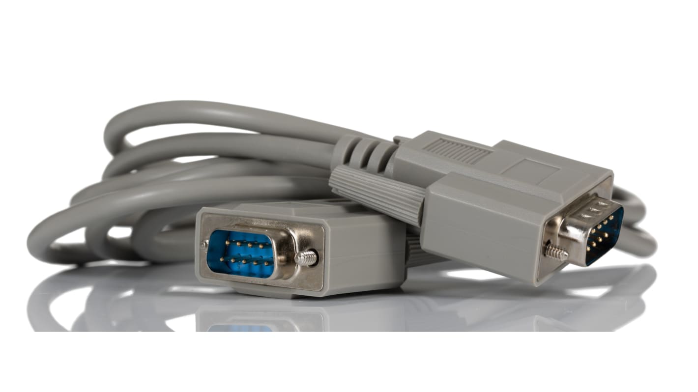 RS PRO Male 9 Pin D-sub to Male 9 Pin D-sub Serial Cable, 2m PVC