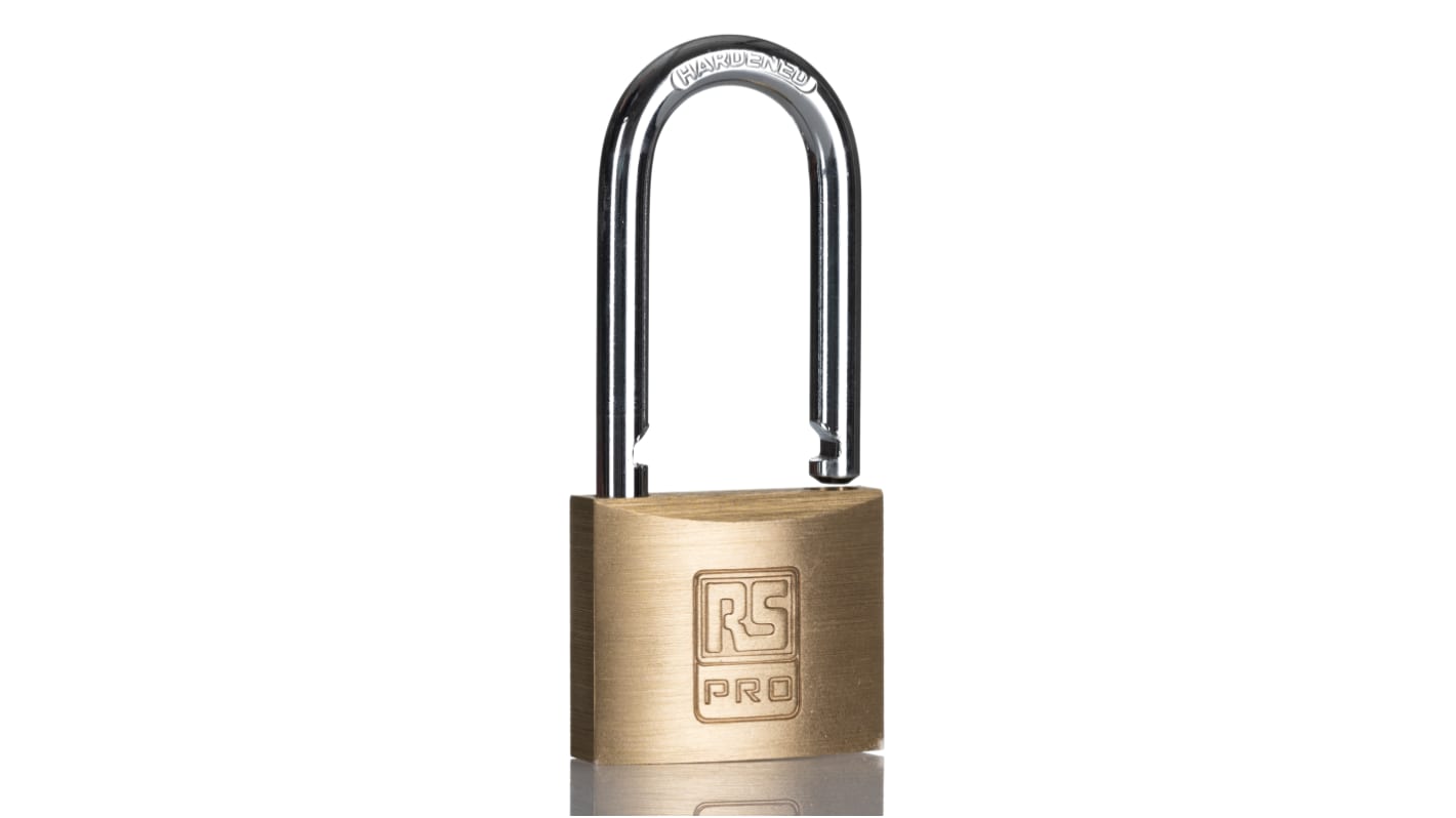 Lucchetto con chiave RS PRO per uso interno ed esterno, in , anello da 6mm, L. 38mm, col Ottone