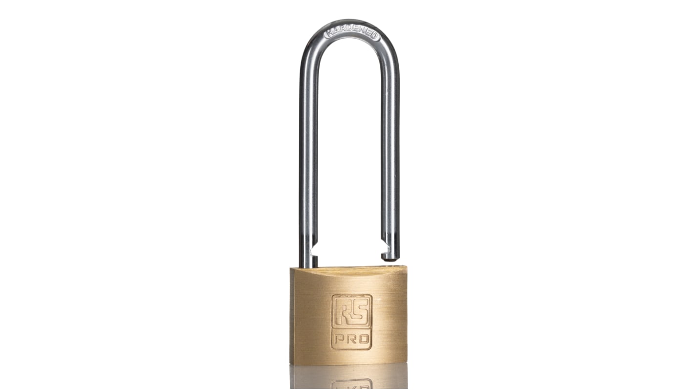 Lucchetto con chiave RS PRO per uso interno ed esterno, in , anello da 6mm, L. 63mm, col Ottone