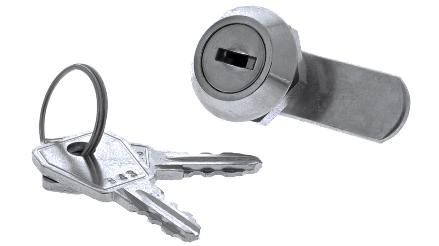Euro-Locks a Lowe & Fletcher group Company Camlock, 8mm Panel-to-Tongue, 16.1 x 13.1mm Cutout, Key Unlock