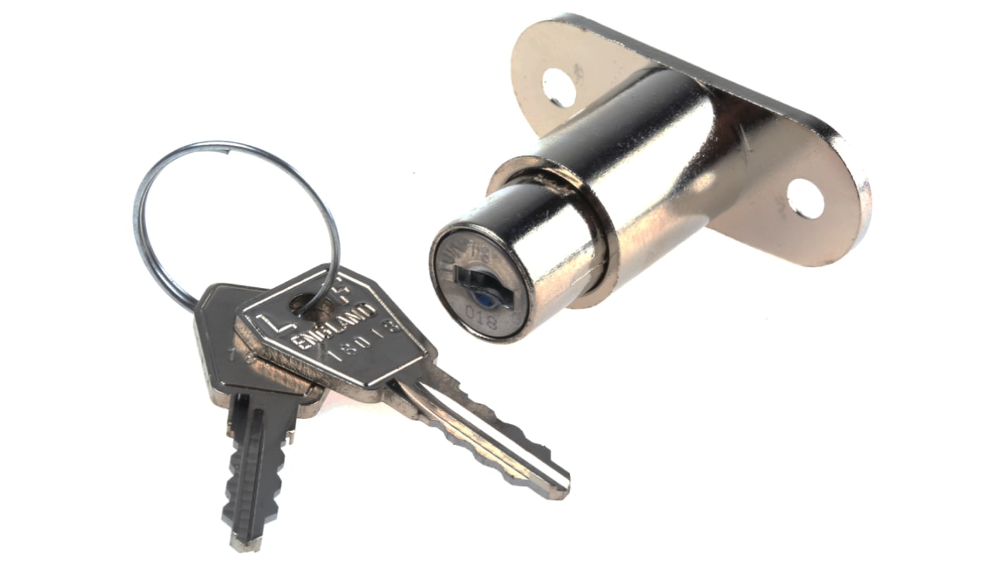 Euro-Locks a Lowe & Fletcher group Company Sliding Door Lock, 24mm Panel-to-Tongue, 19mm Cutout, Key Unlock