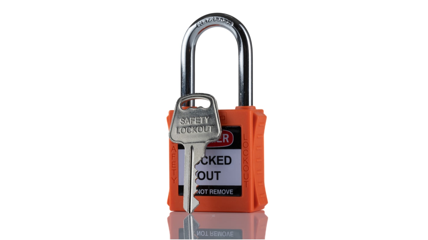 RS PRO Orange 1-Lock Nylon, Steel Safety Lockout, 6.35mm Shackle