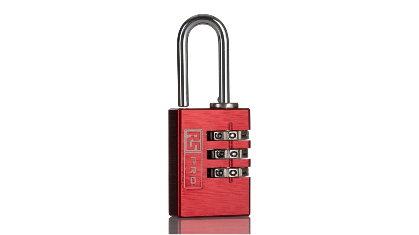 RS PRO Combination Aluminium Combination Padlock, 3mm Shackle, 23mm Body