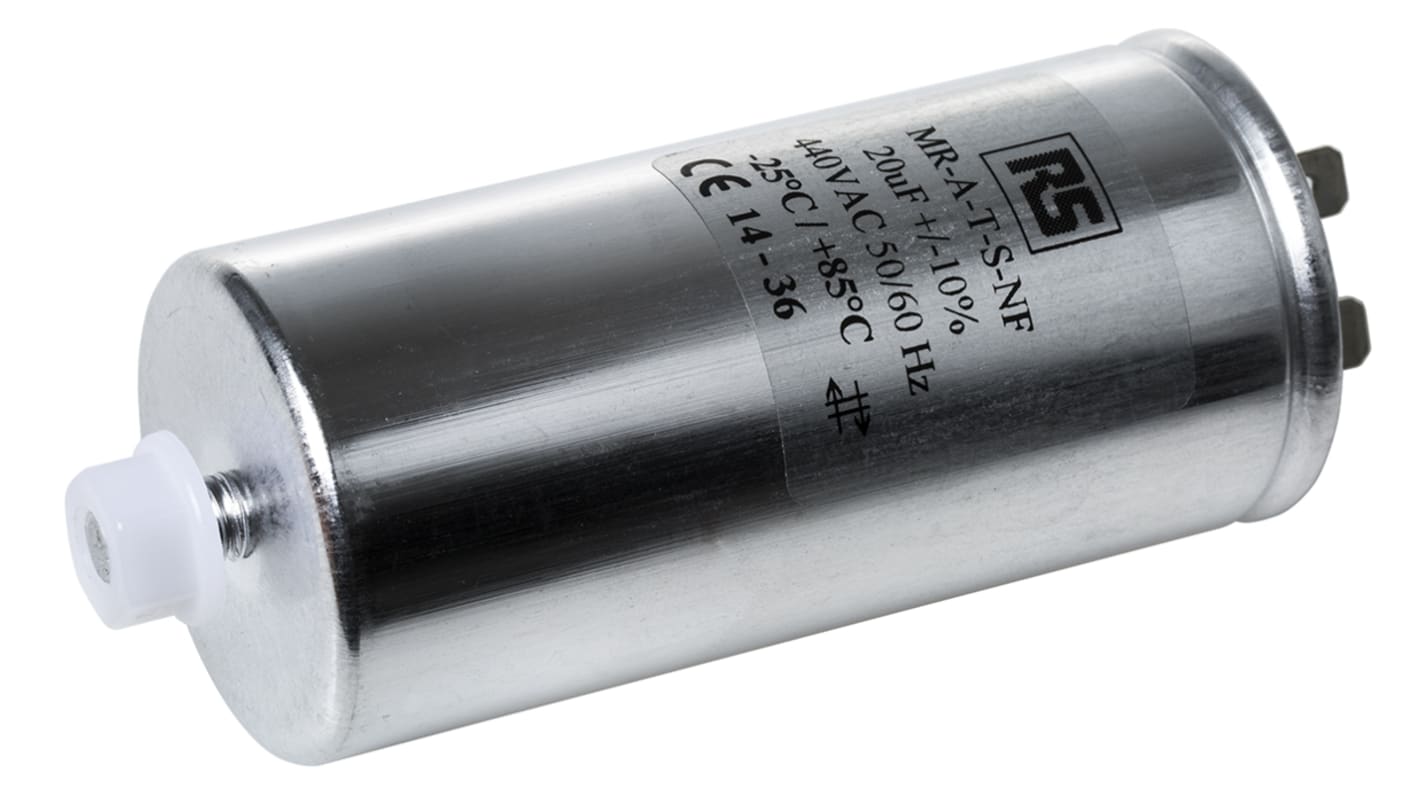 RS PRO フィルムコンデンサ, 440V ac, 20μF, スクリューマウント RS PRO フィルムコンデンサ, 440V ac, 20μF, スクリューマウント