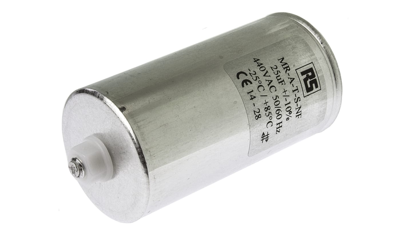 RS PRO Polypropylene Film Capacitor, 440V ac, ±10%, 25μF, Screw Mount