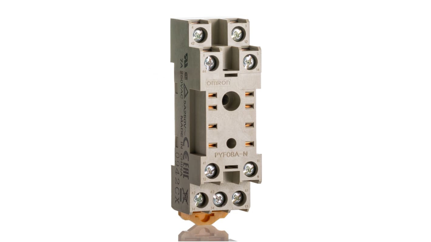 Omron 8 Pin 250V ac DIN Rail Relay Socket, for use with MY2IN, MY2IN1, MY2IN1-D2, MY2IN-CR, MY2IN-D2, MY2N, MY2N1,