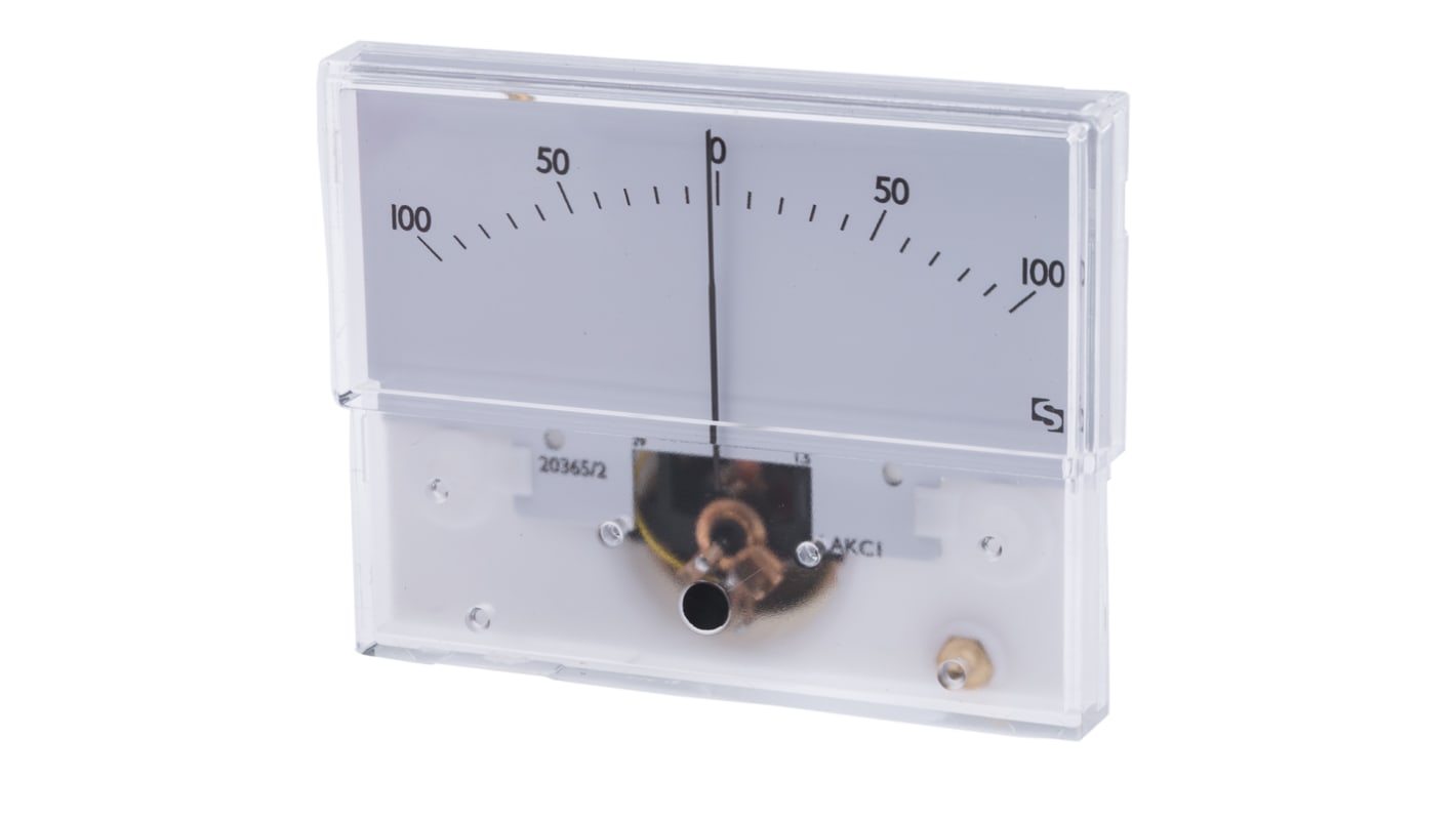Amperometro analogico da pannello Sifam Tinsley, max 50μA, c.c., foro L 73.7mm x H 32.3mm, ±1,5%