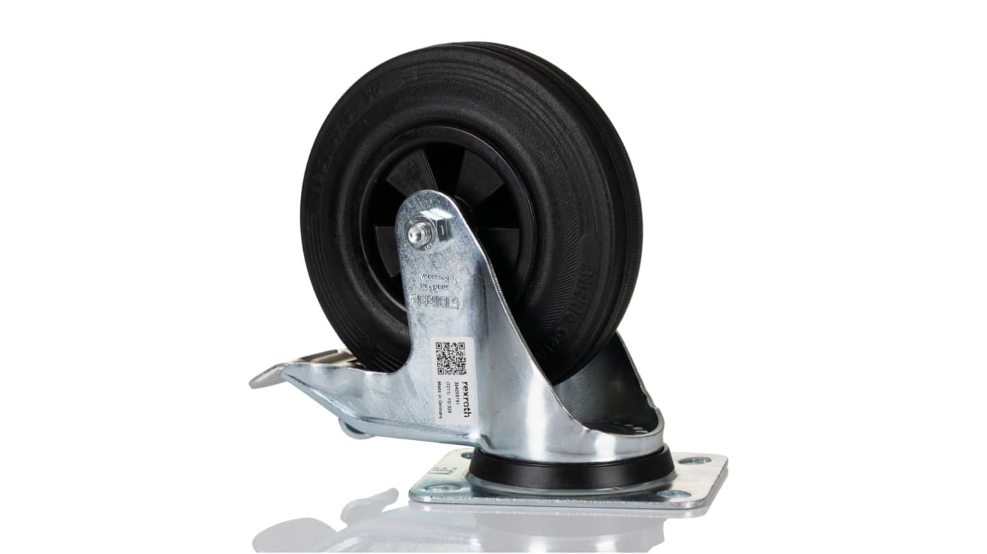 Bosch Rexroth M8 Thread Rubber Castor Wheels, 125mm 10mm Groove