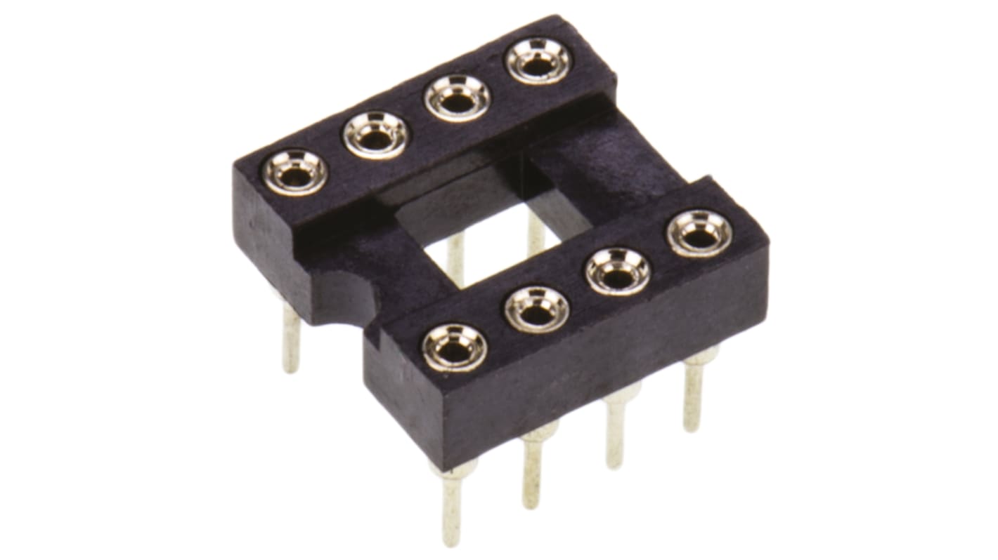 Winslow 2.54mm Pitch Vertical 8 Way, Through Hole Turned Pin Open Frame IC Dip Socket, 5A