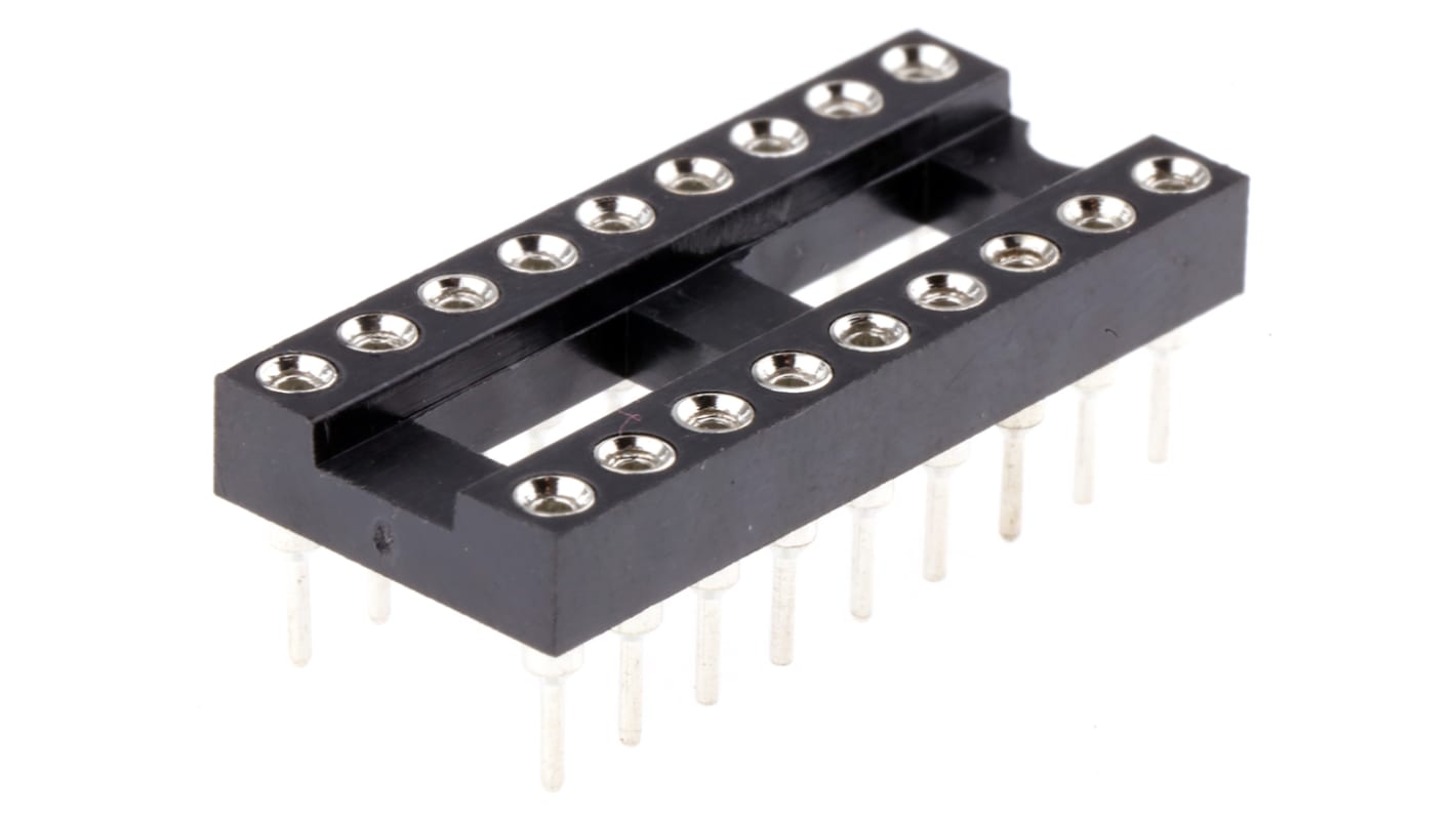 Winslow 2.54mm Pitch Vertical 18 Way, Through Hole Turned Pin Open Frame IC Dip Socket, 5A
