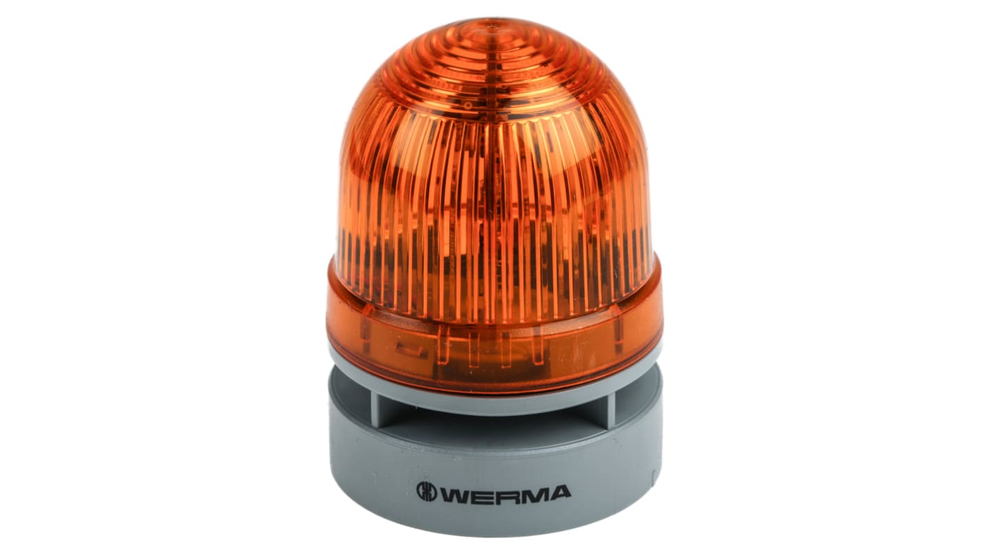 Werma EvoSIGNAL Mini Series Yellow Sounder Beacon, 115 → 230 V ac, IP66, Base Mount, 95dB at 1 Metre