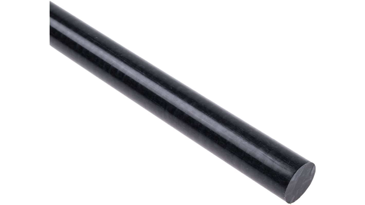 RS PRO Black Acetal Rod, 1m x 16mm Diameter