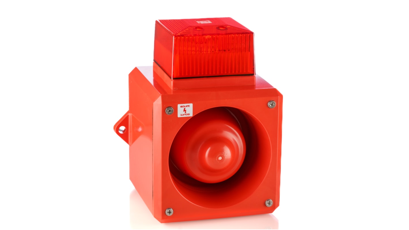 Indicator luminoso y acústico LED Clifford & Snell YL5IS, 12 → 24 V cc, Rojo, Intermitente, 105dB @ 1m, IP65