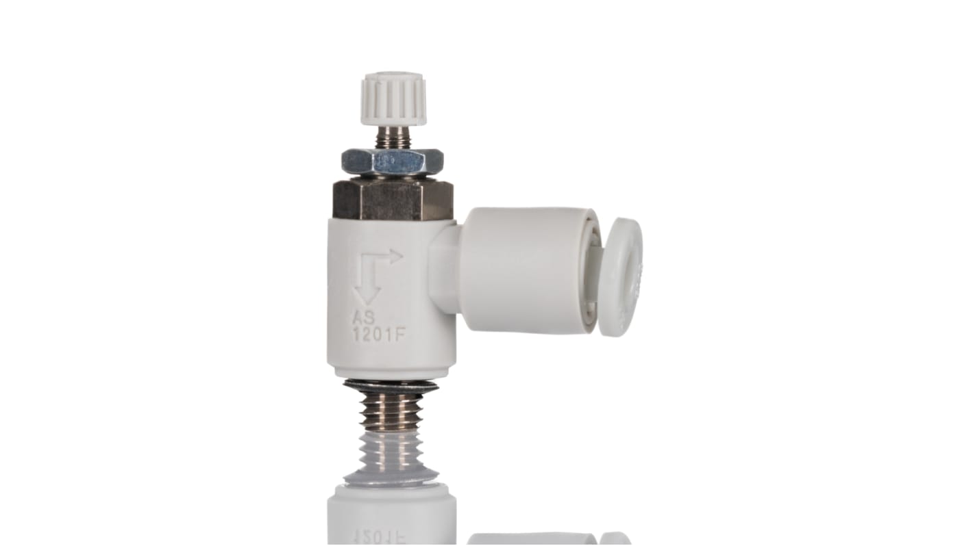 SMC AS Series Threaded Flow Regulator, M5 x 0.8 Male Inlet Port x M5 x 0.8 Male Outlet Port x 4mm Tube Outlet Port