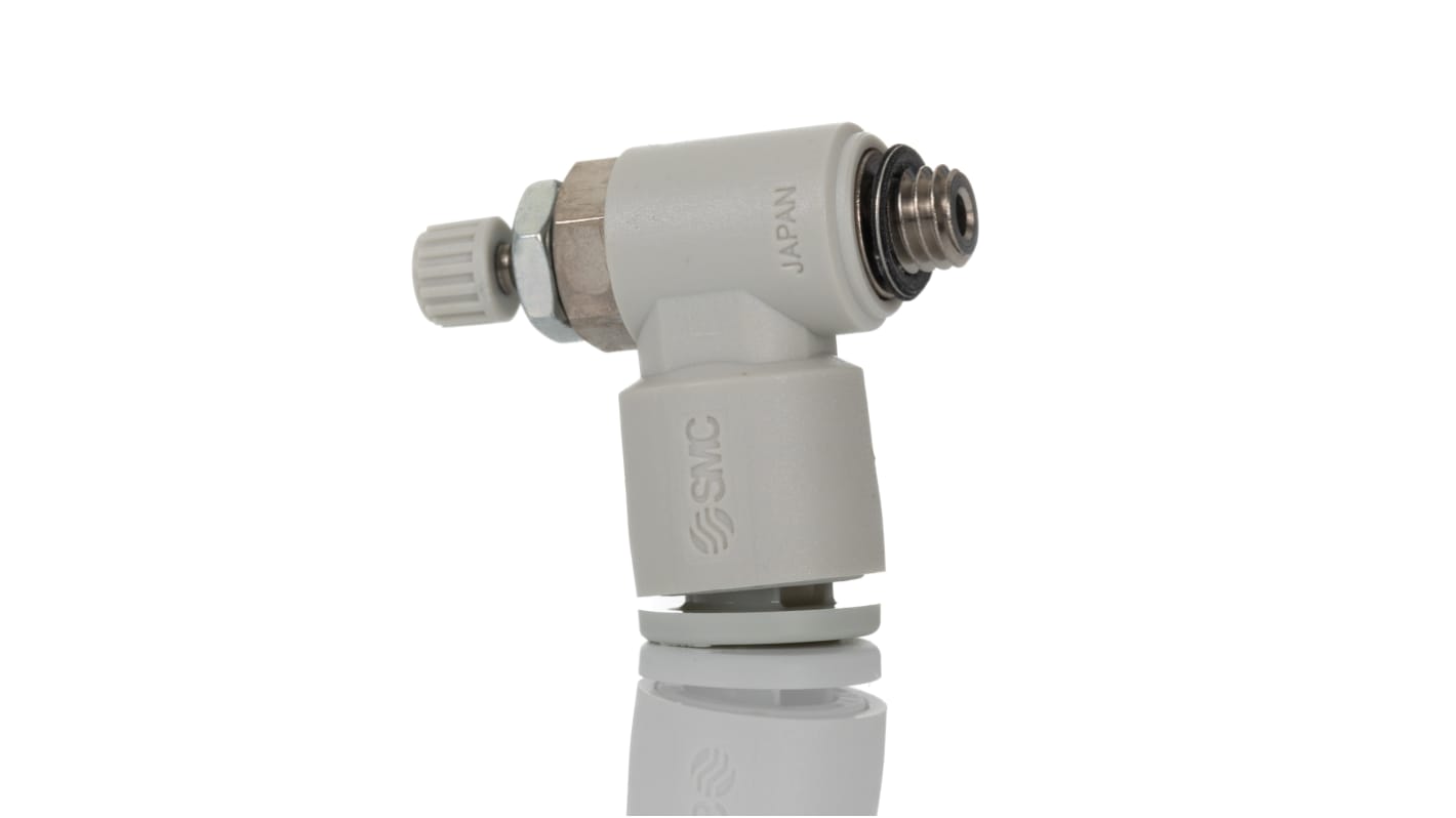 SMC AS Series Threaded Flow Regulator, M5 x 0.8 Male Inlet Port x M5 x 0.8 Male Outlet Port x 6mm Tube Outlet Port