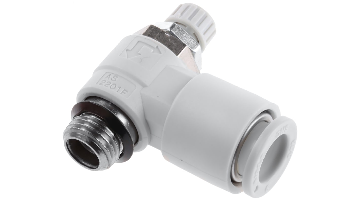 SMC AS Series Threaded Flow Regulator x 8mm Tube Outlet Port