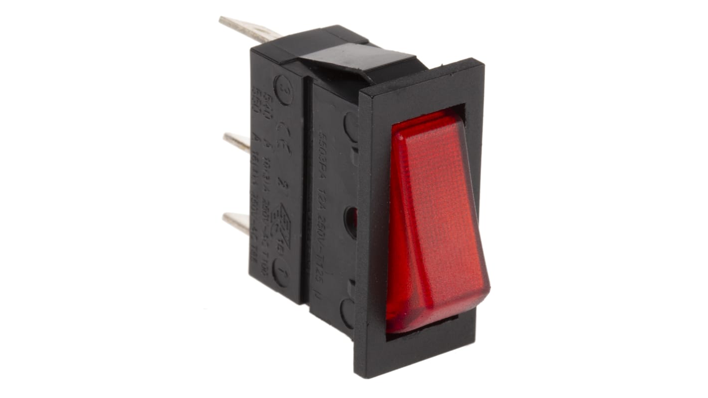 Arcolectric (Bulgin) Ltd Illuminated SPST, On-Off Rocker Switch Panel Mount