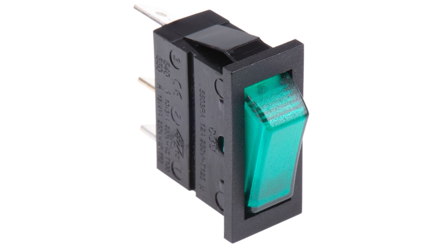 Arcolectric (Bulgin) Ltd Illuminated SPST, On-Off Rocker Switch Panel Mount