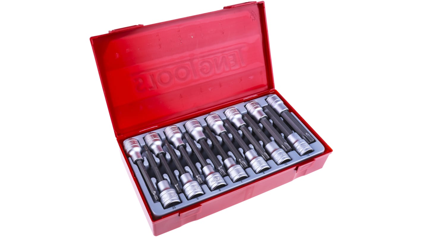 Teng Tools 15-Piece Metric 1/2 in Bit Socket Set, Hex Bit; Torx Bit