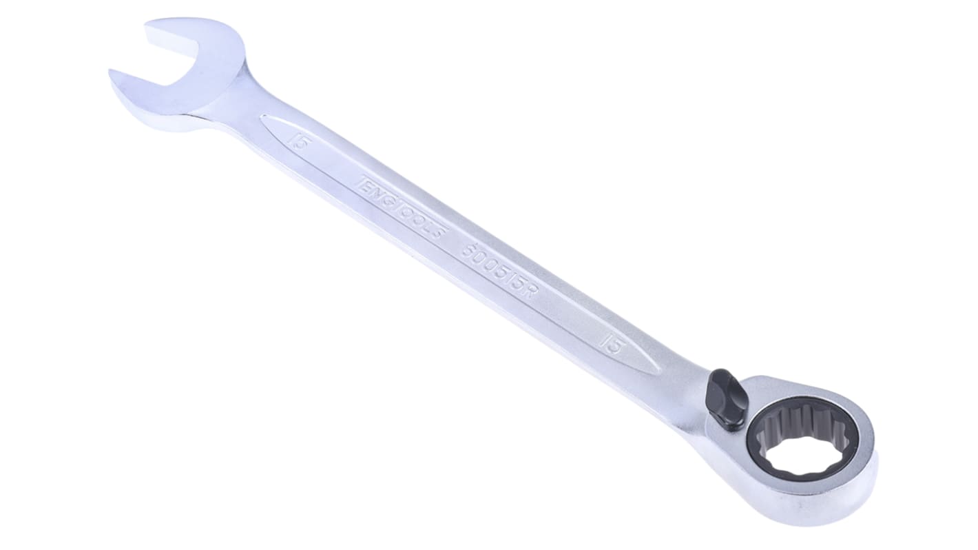Klucz płasko-oczkowy Klucz płasko-oczkowy z grzechotką Teng Tools długość 200 mm Chromowo-wanadowy