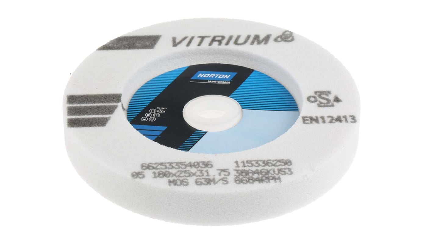 Norton VITRIUM 3 Straight Wheel Aluminium Oxide Grinding Wheel, 180mm Diameter, P46 Grit