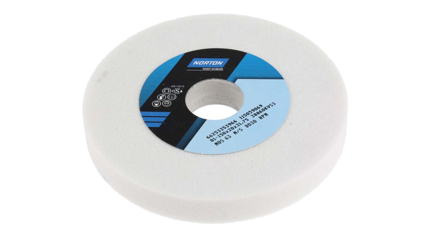 Rueda de esmerilado Norton Óxido de Aluminio 60 Grit Medio, 150mm x 20mm x 31.75mm Bore, 4660rpm