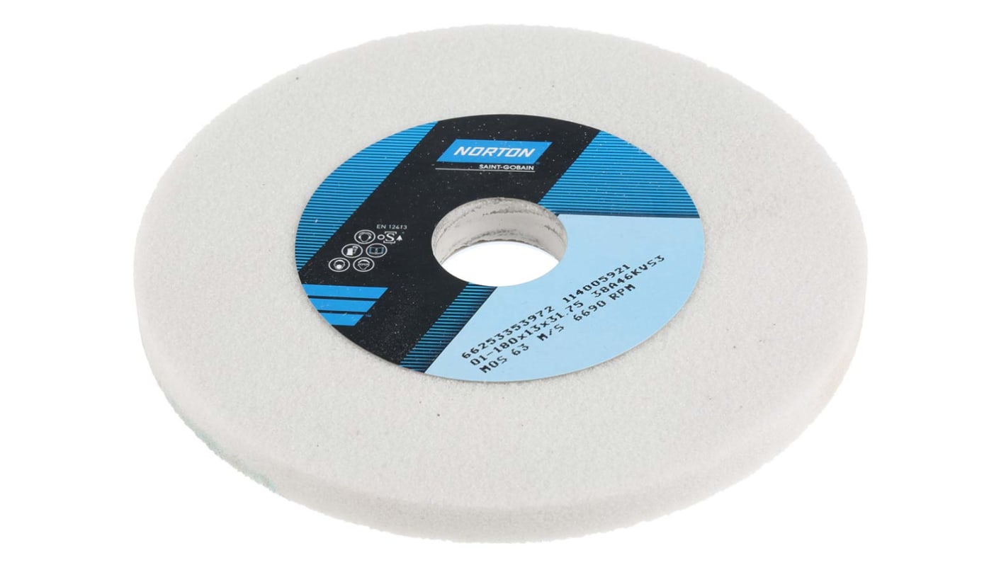 Norton VITRIUM 3 Straight Wheel Aluminium Oxide Grinding Wheel, 180mm Diameter, P46 Grit