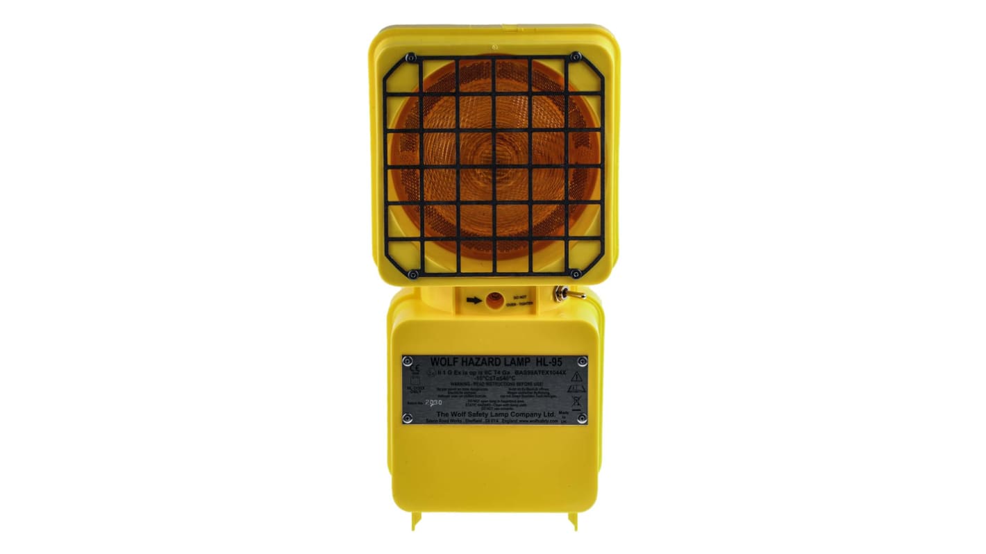 Wolf Safety 常亮防爆警示灯, 5.6 v 直流, 琥珀色透镜, 110mm x 110mm底座, HL95系列
