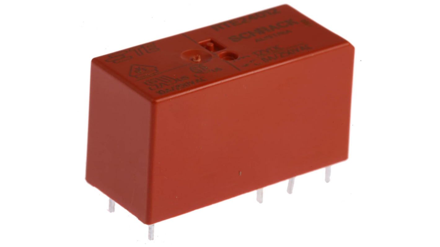 TE Connectivity PCB Mount Power Relay, 12V dc Coil, 8A Switching Current, DPDT