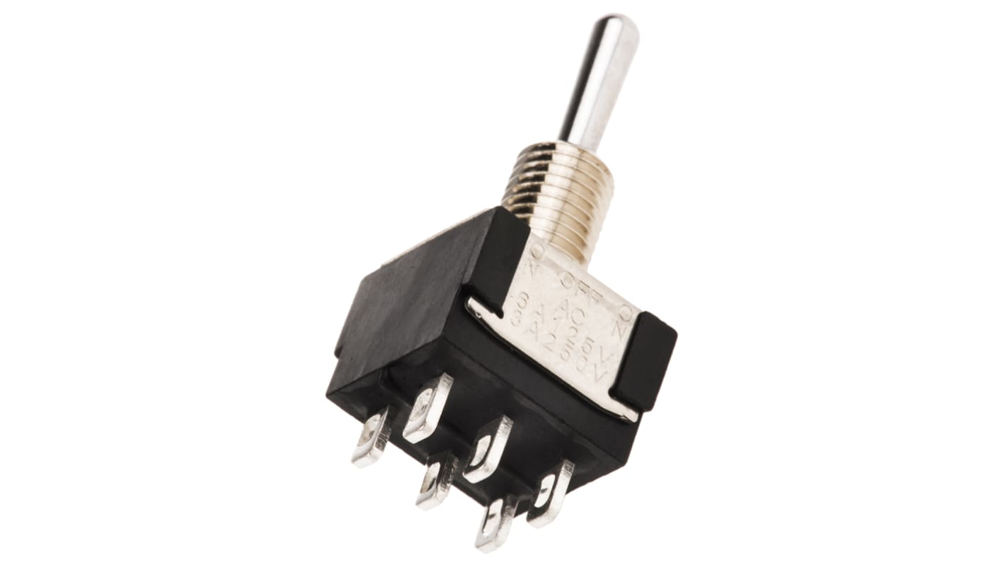 KNITTER-SWITCH Toggle Switch, Panel Mount, (On)-Off-(On), DPDT, Solder Terminal