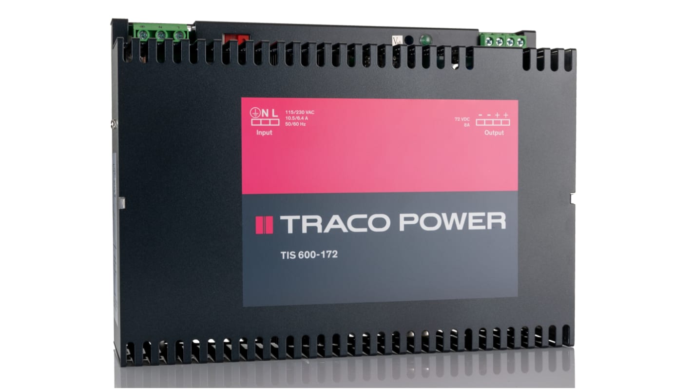 TRACOPOWER TIS Switched Mode DIN Rail Power Supply, 115V ac ac Input, 72V dc dc Output, 8.5A Output, 600W