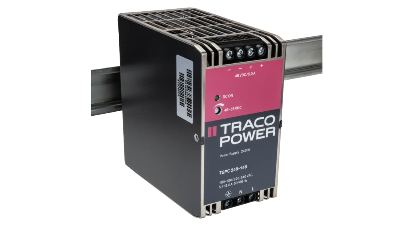 TRACOPOWER TSPC Switched Mode DIN Rail Power Supply, 100 → 120 V ac, 100 → 240 V ac ac Input, 48V dc dc