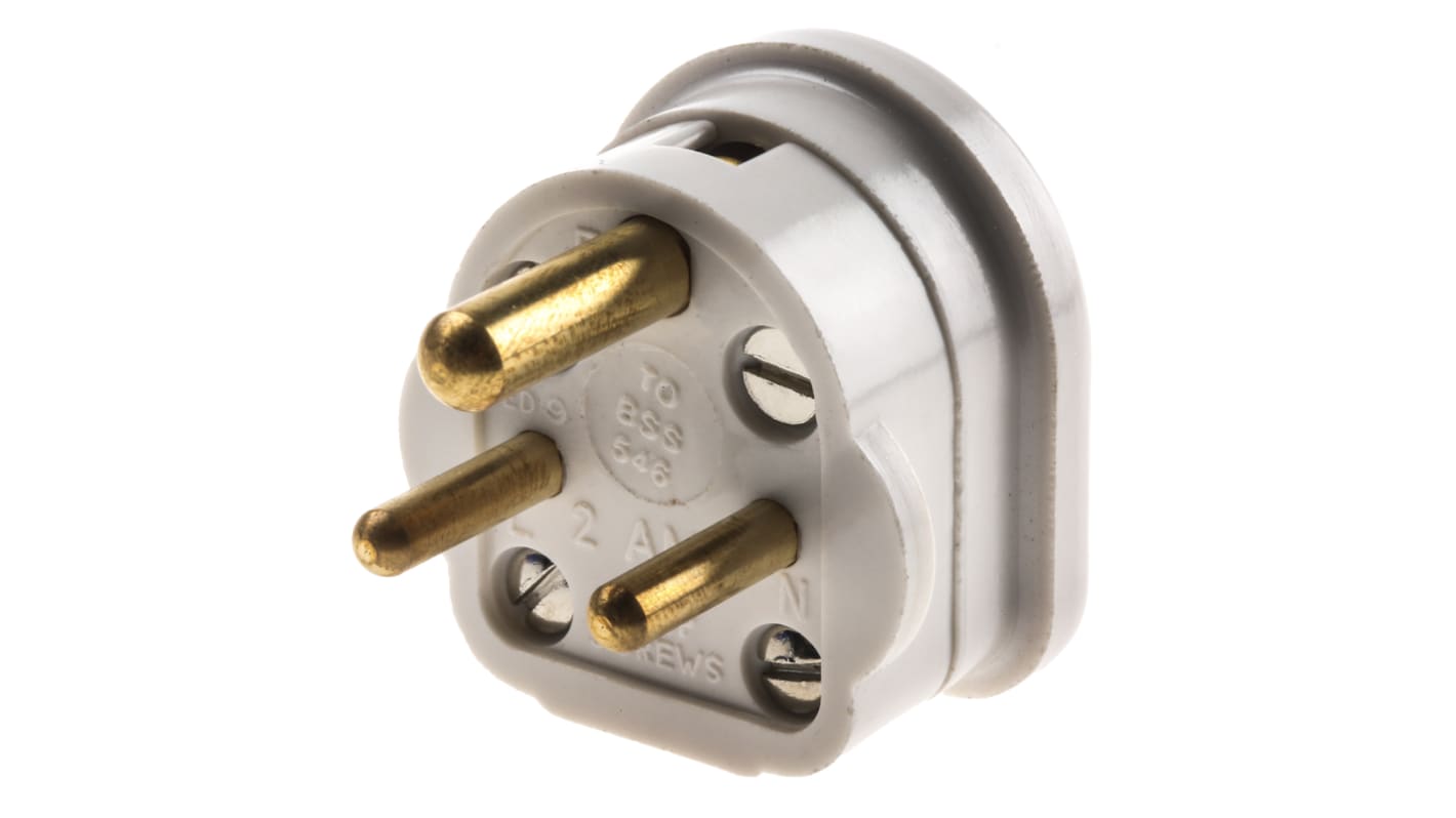 MK Electric UK Mains Plug, 2A, Cable Mount