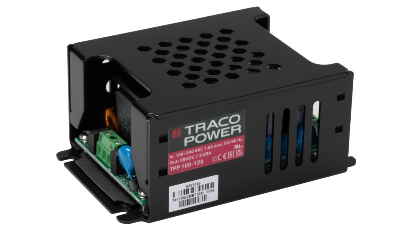 Alimentatore switching TRACOPOWER TPP 100-128, 100W, ingresso 85 → 264 V ac, 120 → 370V cc, uscita 28V