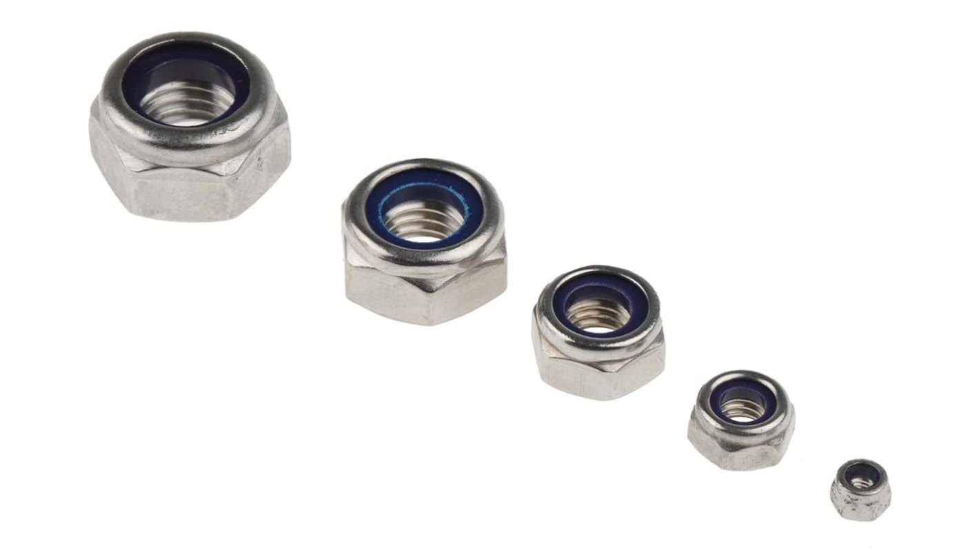 RS PRO Stainless Steel Self Locking Nuts Box, 545 Pieces