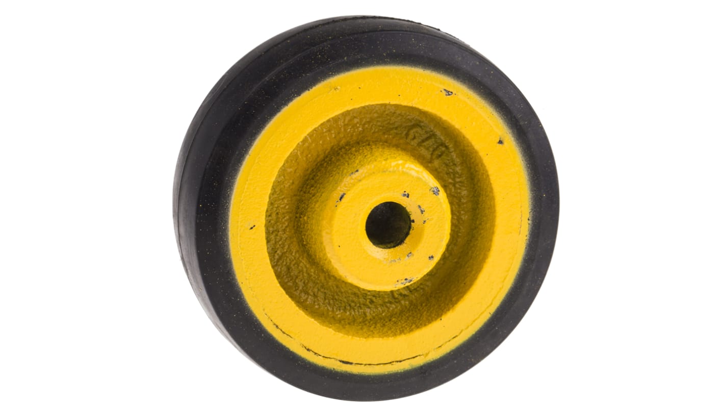 Kółko do wózka, Lite, Guma, Czarny, żółty, obc.: 100kg, śred.: 100mm, szer.: 35mm