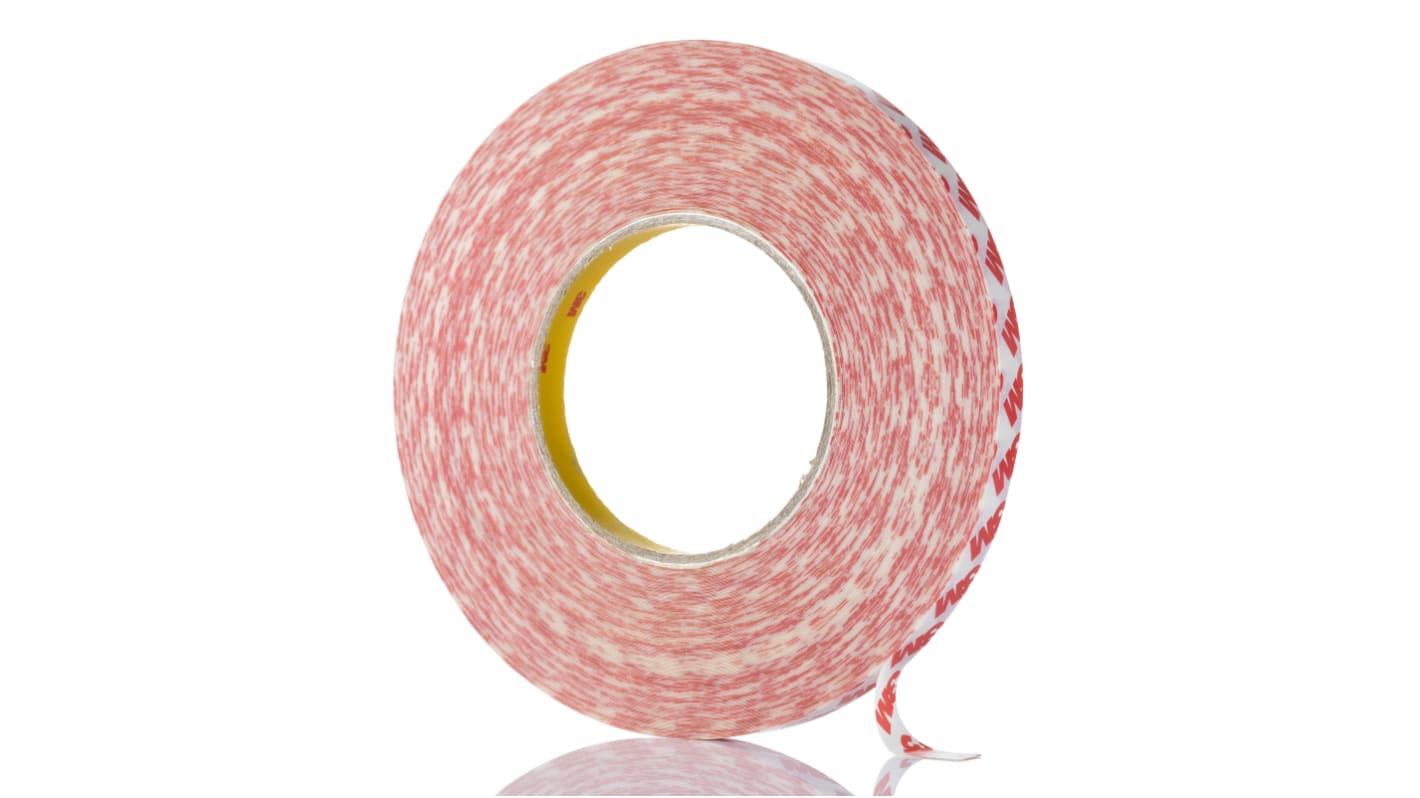 3M 透明双面塑料胶带, 12mm宽 x 50m长, 0.202mm厚, 改性丙烯酸粘胶至+90°C, 11.3 N/cm粘合, GPT -020F