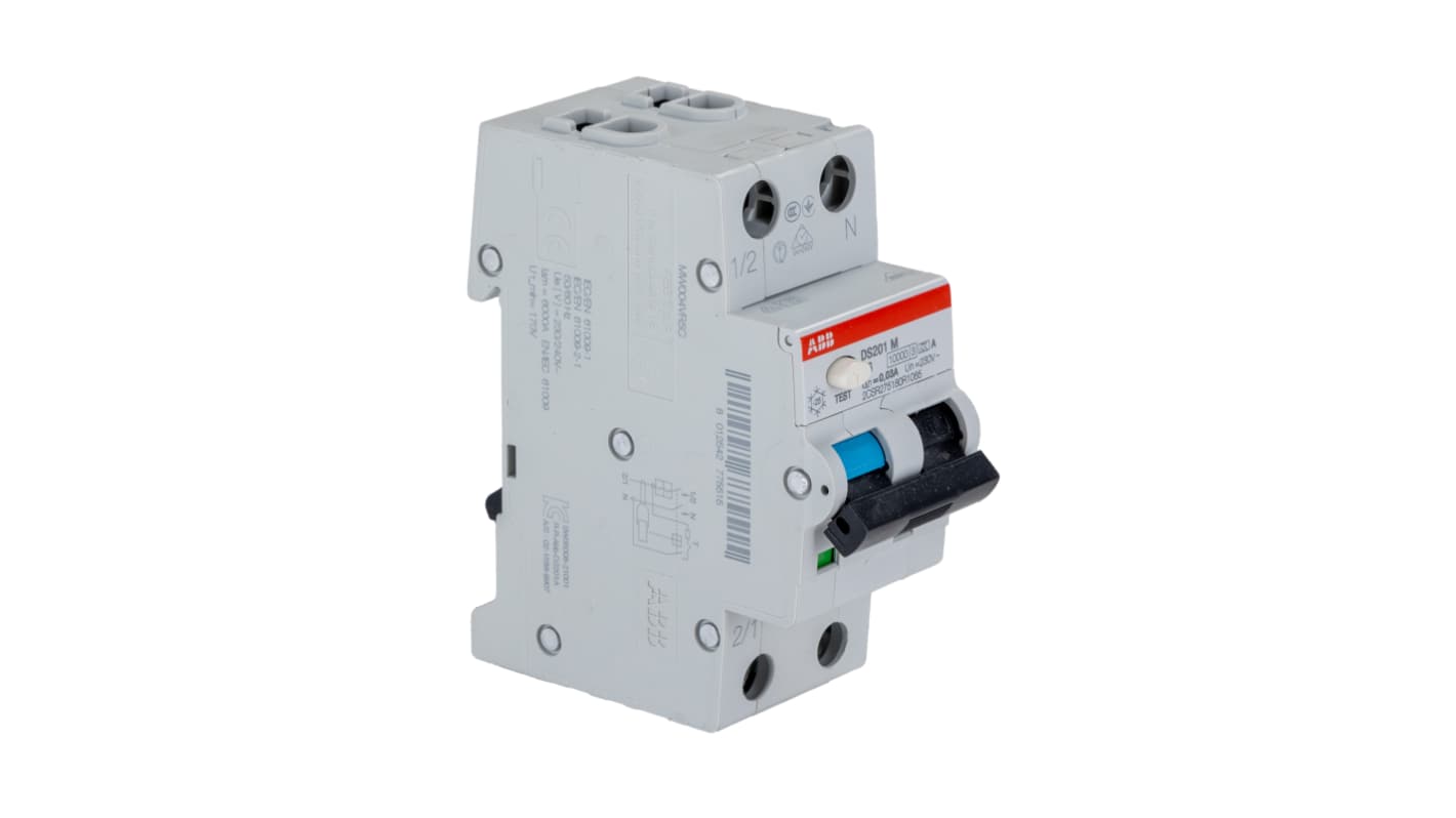 ABB 6A 2P RCBO, 30mA剩余电流动作断路器, DS201系列