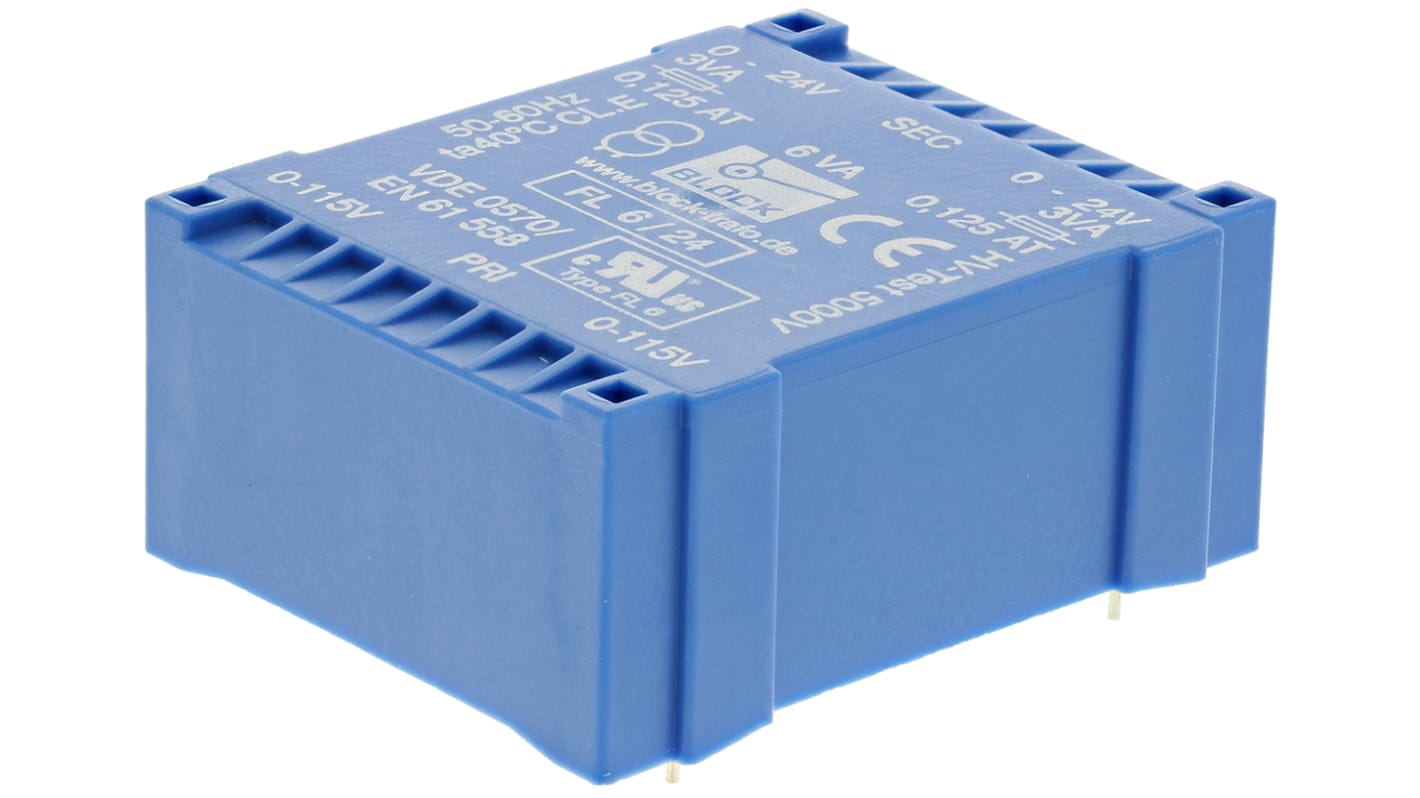 Block 24V ac 2 Output Through Hole PCB Transformer, 6VA